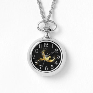Golden Bird on Black Background Watch