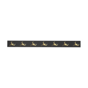 Golden Bird on Black Background Wrap Around Label
