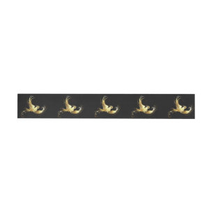 Golden Bird on Black Background Wraparound Address Label