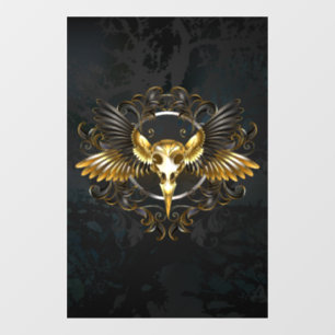 Golden Bird Skull on Black background