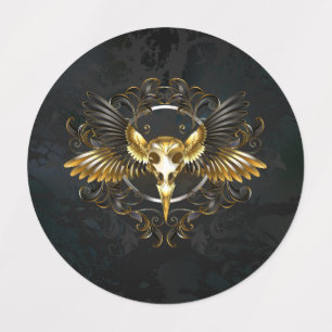Golden Bird Skull on Black background
