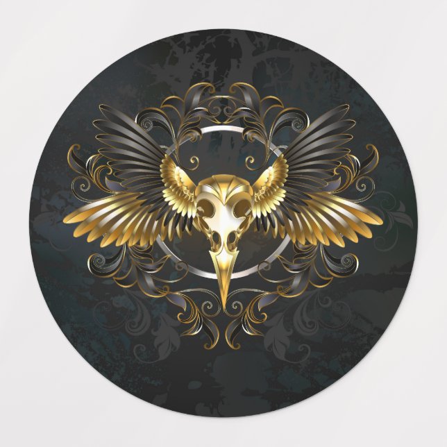 Golden Bird Skull on Black background (Design 1)