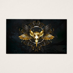 Golden Bird Skull on Black background