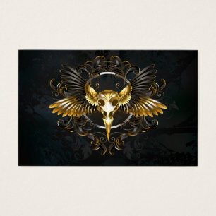 Golden Bird Skull on Black background