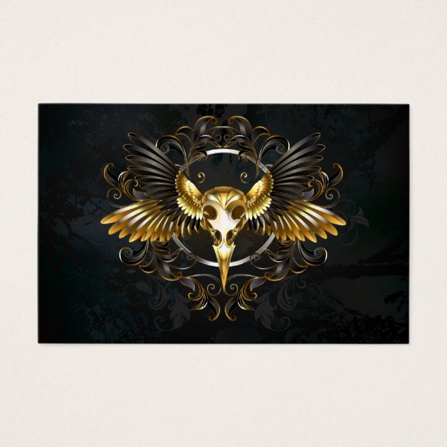 Golden Bird Skull on Black background (Front)