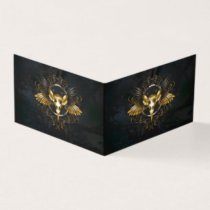 Golden Bird Skull on Black background
