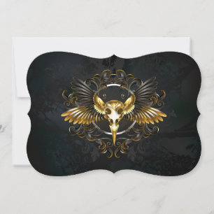 Golden Bird Skull on Black background