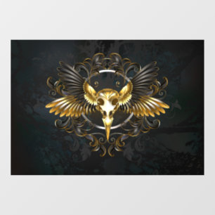 Golden Bird Skull on Black background