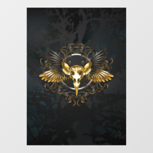 Golden Bird Skull on Black background