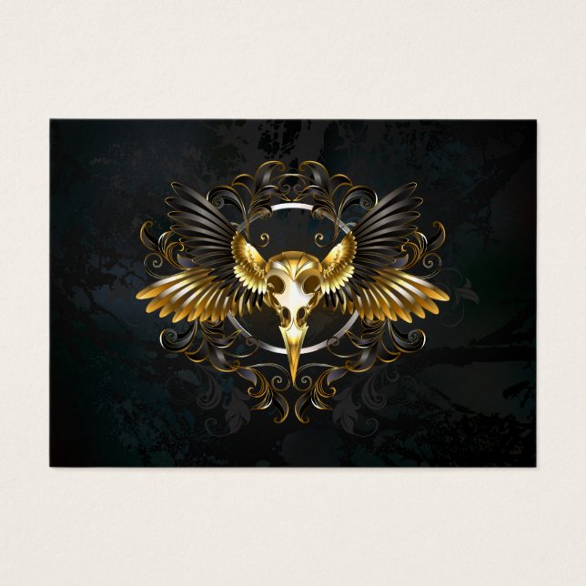 Golden Bird Skull on Black background (Front)