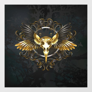 Golden Bird Skull on Black background
