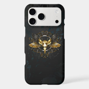 Golden Bird Skull on Black background