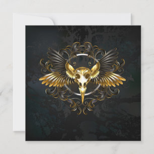 Golden Bird Skull on Black background Announcement