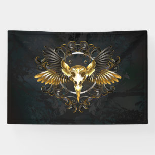 Golden Bird Skull on Black background Banner