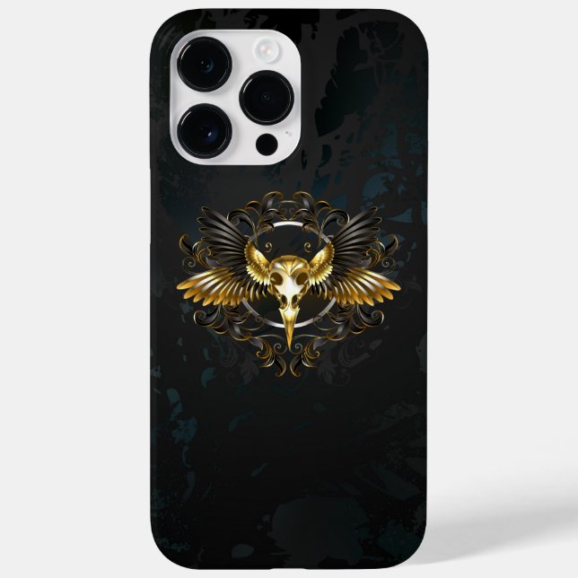Golden Bird Skull on Black background Case-Mate iPhone Case (Back)