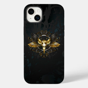 Golden Bird Skull on Black background Case-Mate iPhone 14 Plus Case