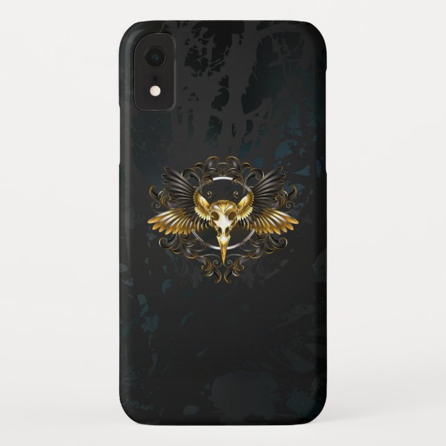 Golden Bird Skull on Black background Case-Mate iPhone Case (Back)
