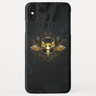 Golden Bird Skull on Black background iPhone XS Max Case