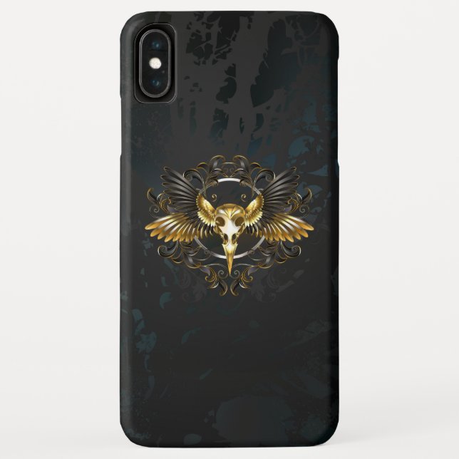 Golden Bird Skull on Black background Case-Mate iPhone Case (Back)