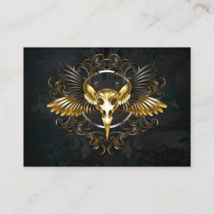Golden Bird Skull on Black background Discount Card