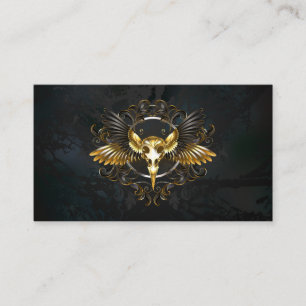 Golden Bird Skull on Black background Enclosure Card