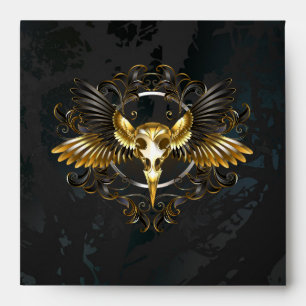 Golden Bird Skull on Black background Envelope