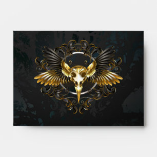Golden Bird Skull on Black background Envelope