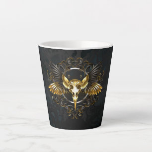 Golden Bird Skull on Black background Latte Mug