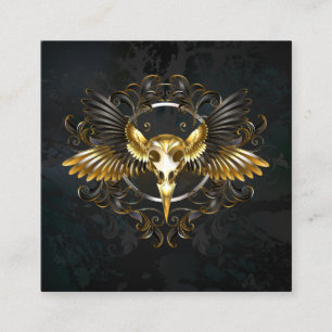 Golden Bird Skull on Black background Loyalty Card