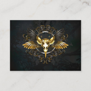 Golden Bird Skull on Black background Loyalty Card