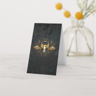 Golden Bird Skull on Black background Loyalty Card