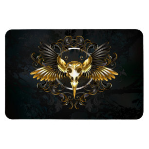 Golden Bird Skull on Black background Magnet