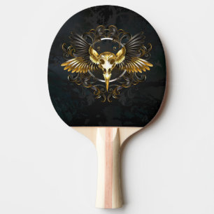 Golden Bird Skull on Black background Ping Pong Paddle