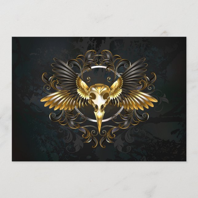 Golden Bird Skull on Black background Program (Front)