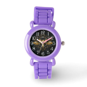 Golden Bird Skull on Black background Watch