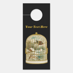 Golden Birdcage With Bird Cabin Snow Stream Door Hanger