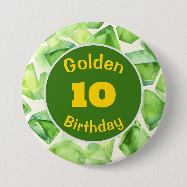 Golden Birthday August Birthstone Custom Button (Front)