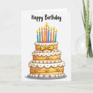 Golden Birthday Cake Card