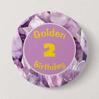 Golden Birthday February Birthstone Custom Button