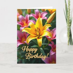 Golden Birthday Floral Bloom Card