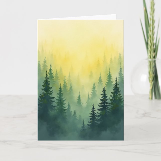 Golden Birthday Forest Mist Card (Front)