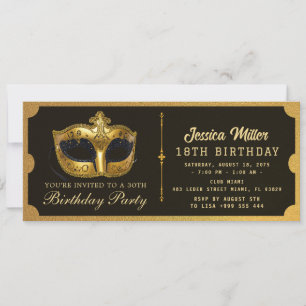 Golden birthday Party Ticket Invitation