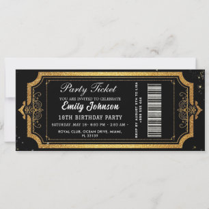 Golden Birthday Party Ticket Invitation 2026