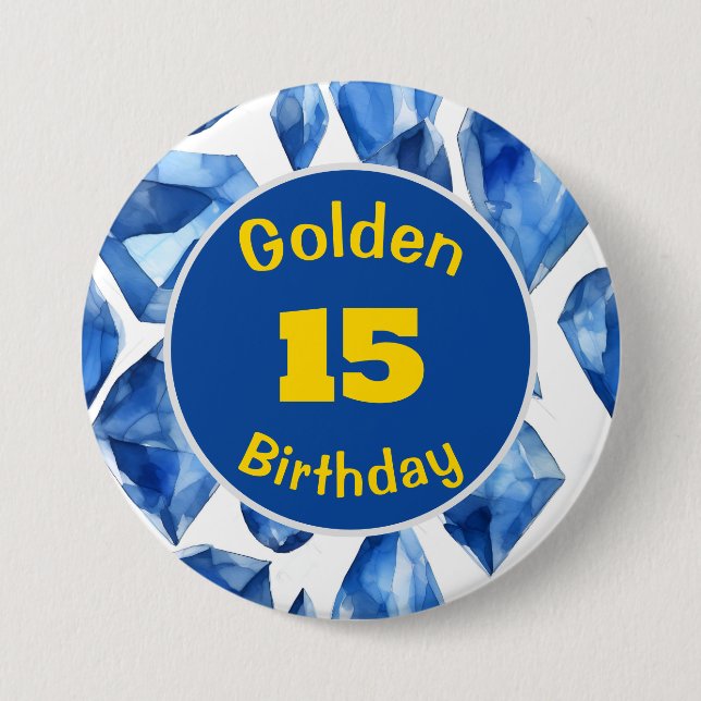 Golden Birthday September Birthstone Custom Button (Front)