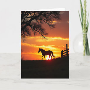 Golden Birthday Sunset Horse Card
