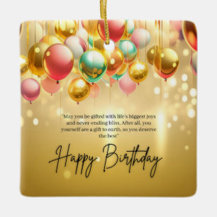 Golden Birthday Wishes Ceramic Ornament