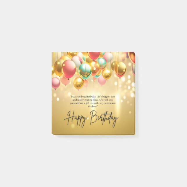 Golden Birthday Wishes Post-it Notes (Front)