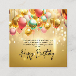 Golden Birthday Wishes Square Business Card