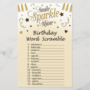 Golden Birthday Word Scramble Game