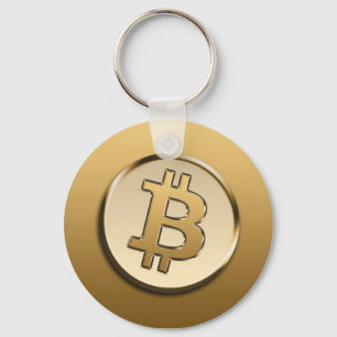 Golden Bitcoin badge Key Ring